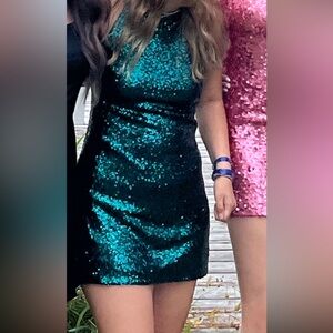 Lulu's Emerald Sequin Dress
